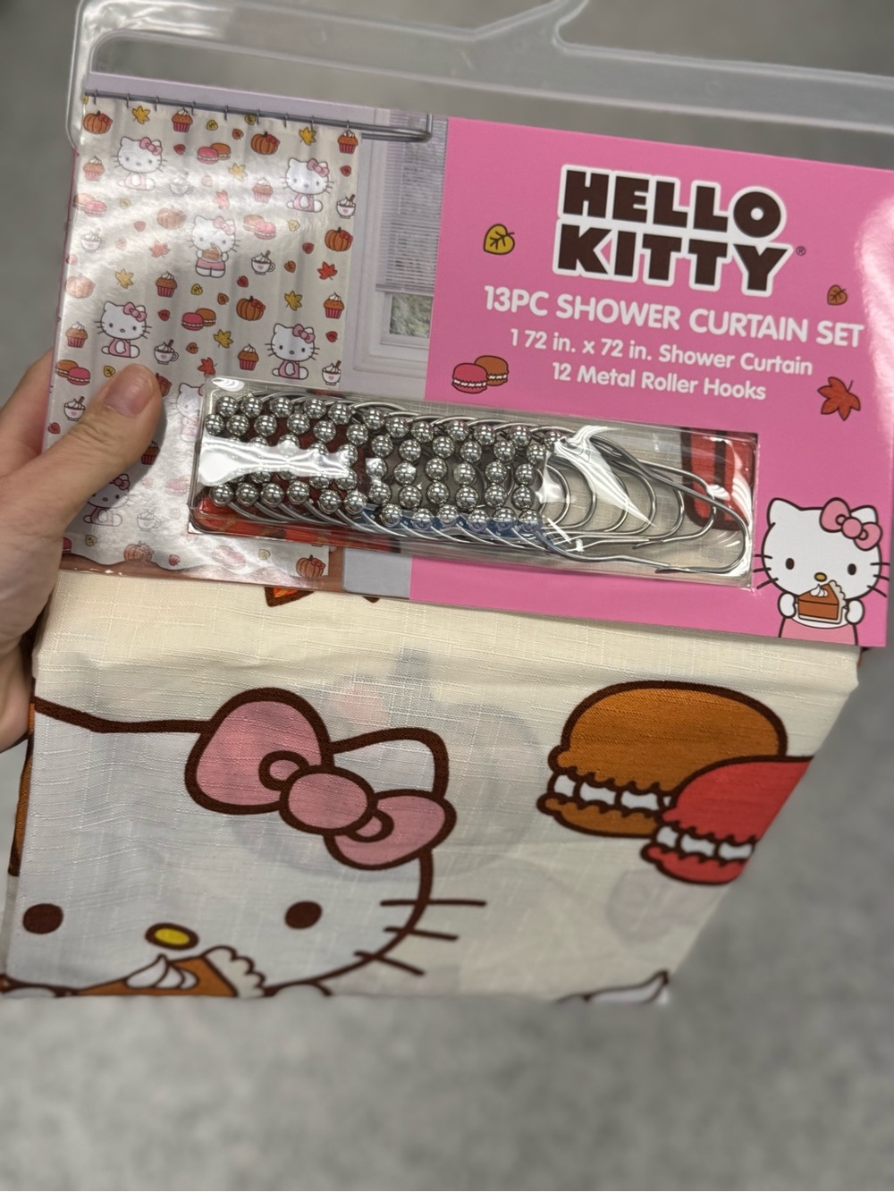 Hello Kitty Pink, Cream and Brown Bath Shower Curtain Set - 13pc